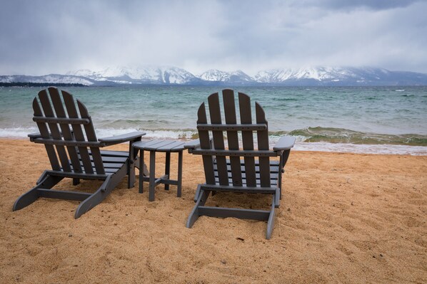 Sun-loungers, beach towels