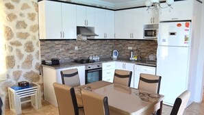 Villa | Private kitchenette | Full-size fridge, oven, dishwasher, cookware/dishes/utensils - Villa Turkmen by Villalarim.com (Kas)