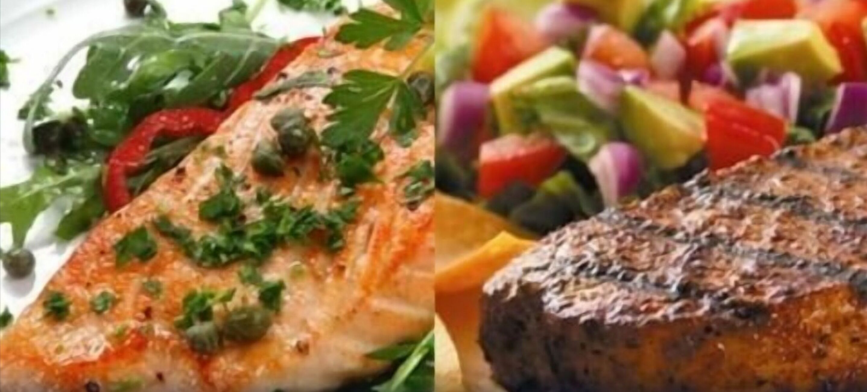 Een gegrilde steak en een salade met sla en tomaten.