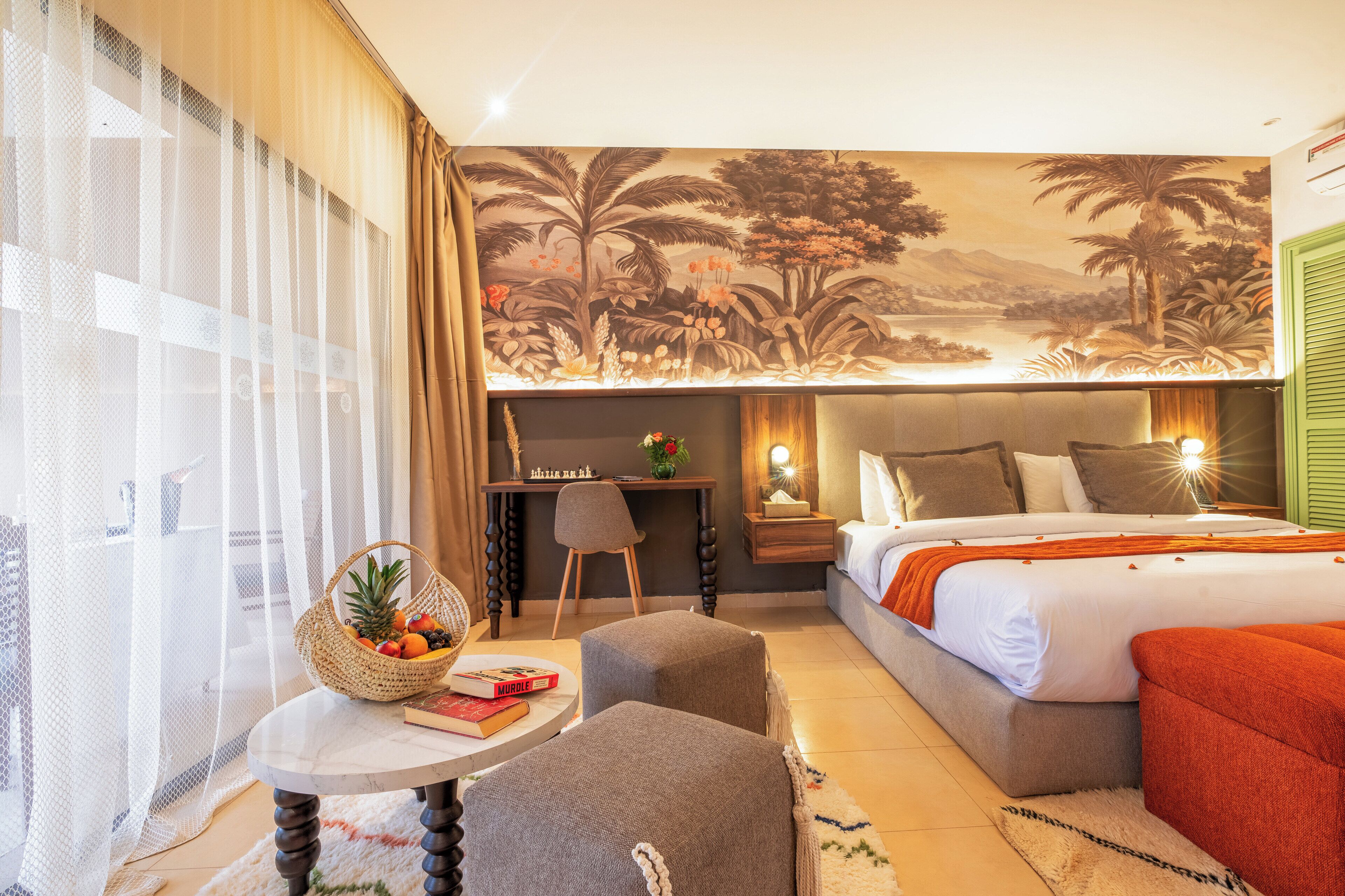 Free minibar, in-room safe, desk, blackout drapes