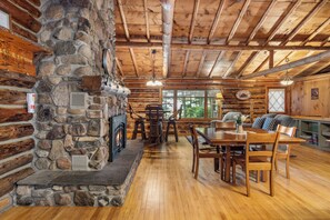Dining - Cedar Lane Cabin: Authentic log cabin in wooded setting overlooking rural farmland (Penn Yan)