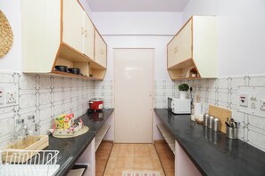 Fridge, microwave, oven, electric kettle