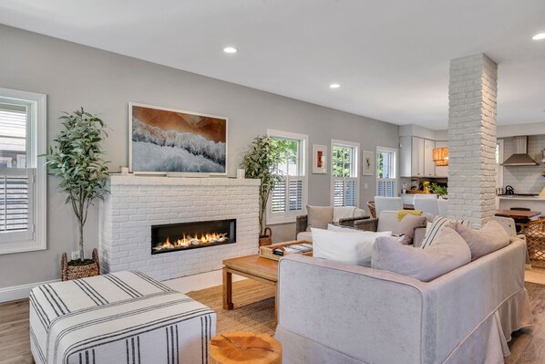 Smart TV, fireplace, video games, books