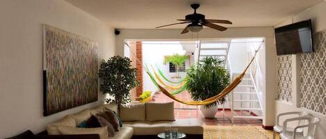 Smart TV, libros y estéreo