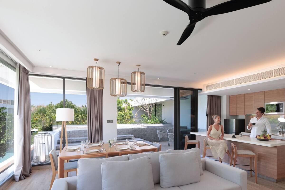 suite, 2 bedrooms, private pool | living area | 55-inch led tv with satellite channels, tv