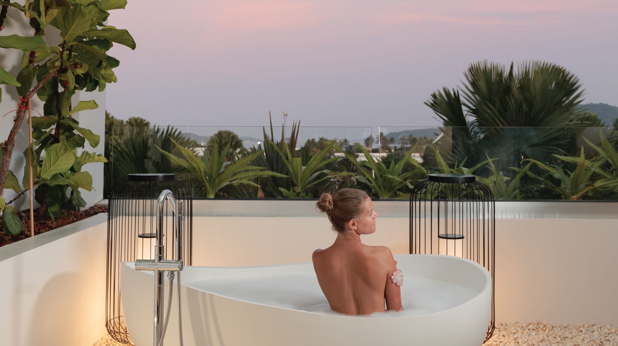 Shower, rainfall showerhead, eco-friendly toiletries, hair dryer