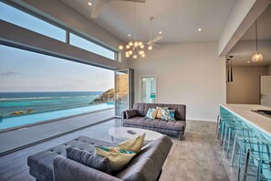 TV, books - Luxury St Croix Home w/ Oceanfront Pool & Views (Slob)
