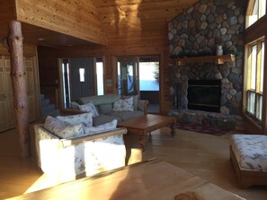 Smart TV, fireplace, stereo, printers