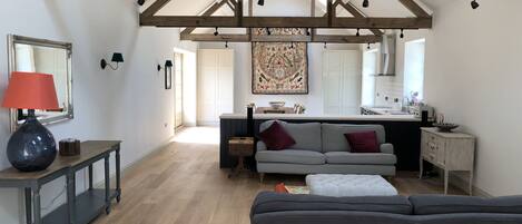 Una Smart TV, una chimenea, un reproductor de DVD