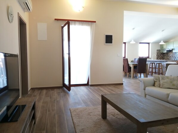 Smart TV, DVD player, foosball