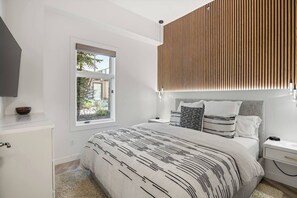 1 bedroom, desk, iron/ironing board, travel cot