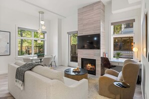 Smart TV, fireplace, smart speakers, offices