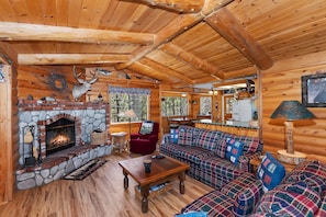 TV, fireplace