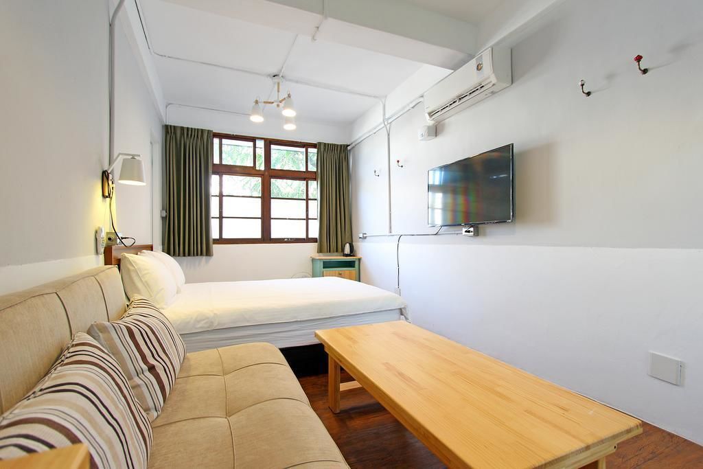 Desk, laptop workspace, blackout curtains, free WiFi