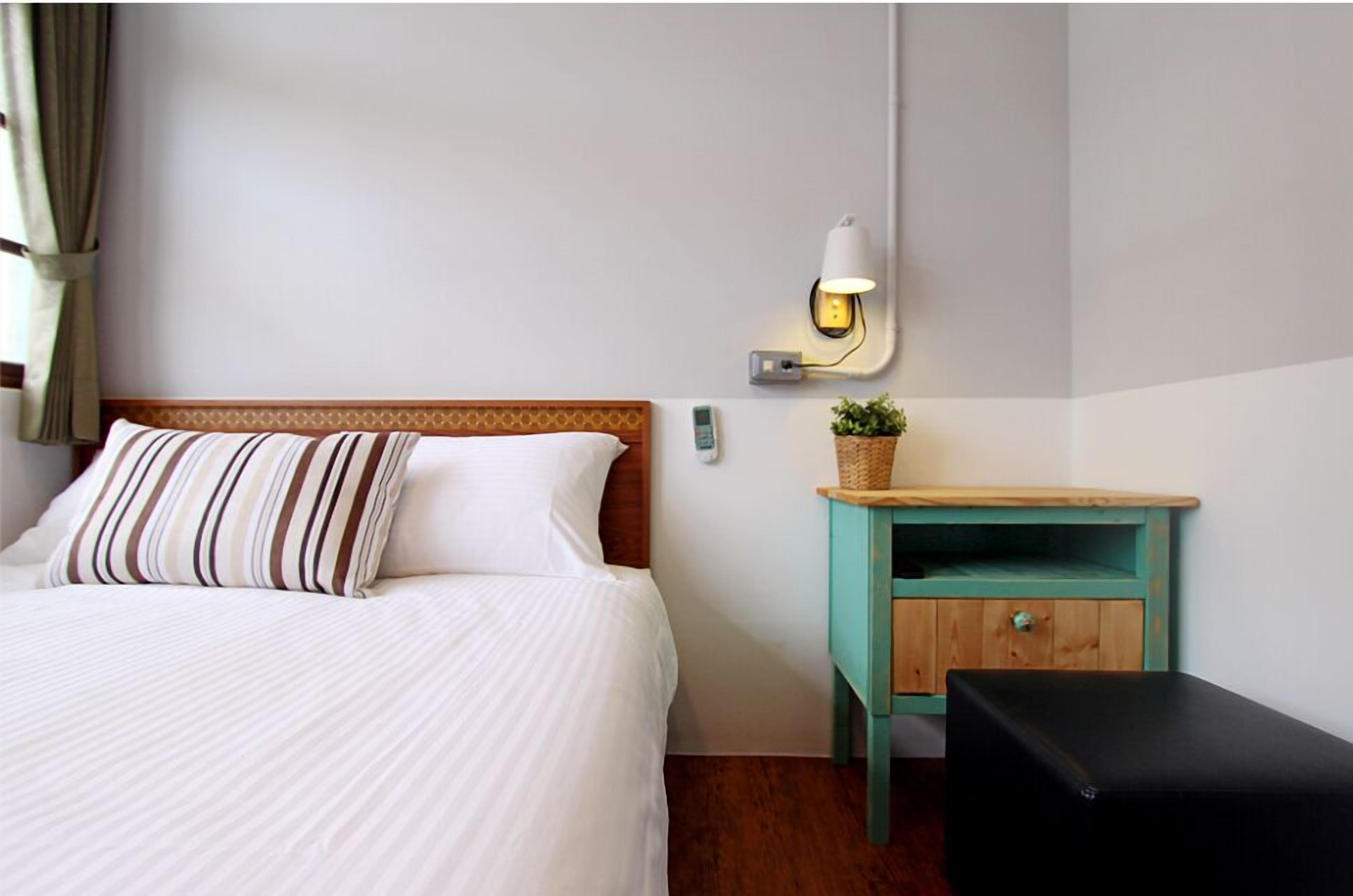 Desk, laptop workspace, blackout curtains, free WiFi