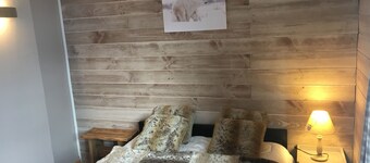 In the center of the village of Les Gets, ski-in ski-out apartment overlooking the slopes