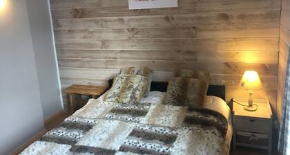 In the center of the village of Les Gets, ski-in ski-out apartment overlooking the slopes