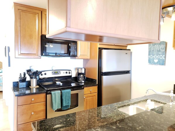Fridge, microwave, oven, dishwasher