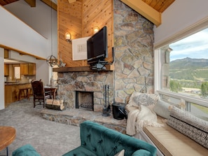 Smart TV, fireplace, video games, DVD player