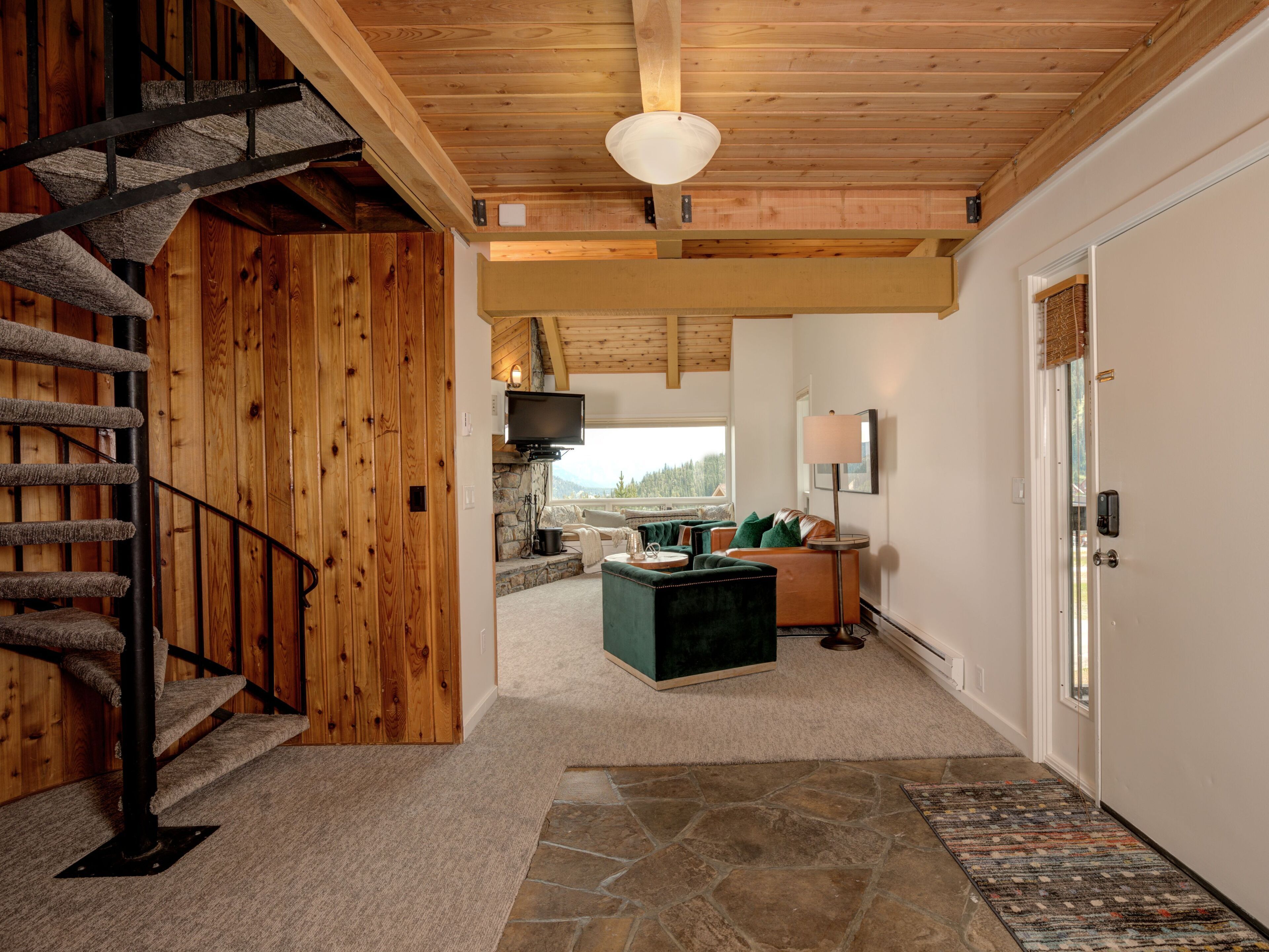 Smart TV, fireplace, video games, DVD player