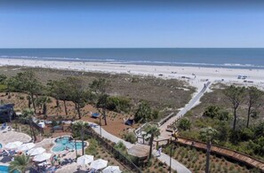 On the beach, sun loungers, beach towels - OCEAN VIEW RETREAT! COZY CONDO w. TOP AMENITIES STEPS FROM THE BEACH! (Hilton Head Island)