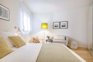 1 bedroom, desk, iron/ironing board, travel cot
