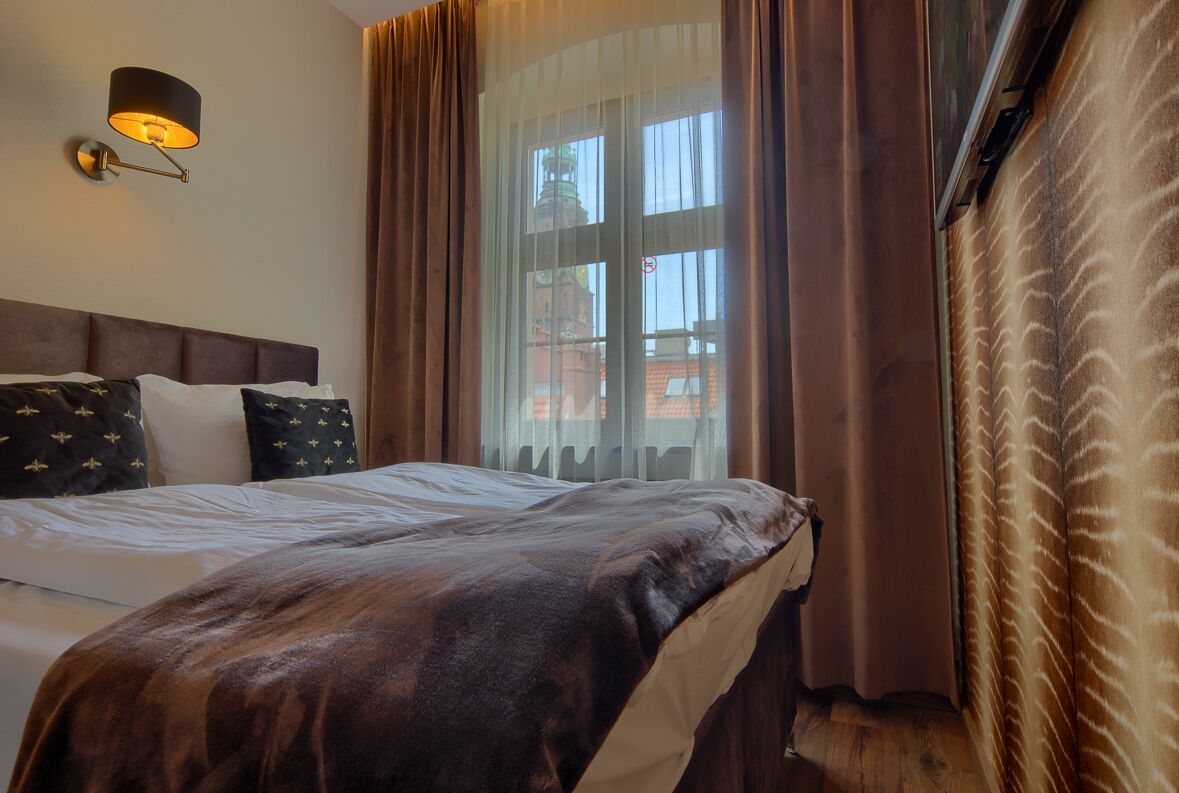 Apartamento luxo, vista para a cidade | Vista do quarto