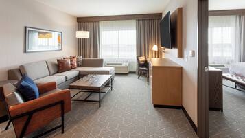 Suite, 1 King Bed, Accessible (Track View, Roll-In Shower) | Premium bedding, down duvets, in-room safe, desk