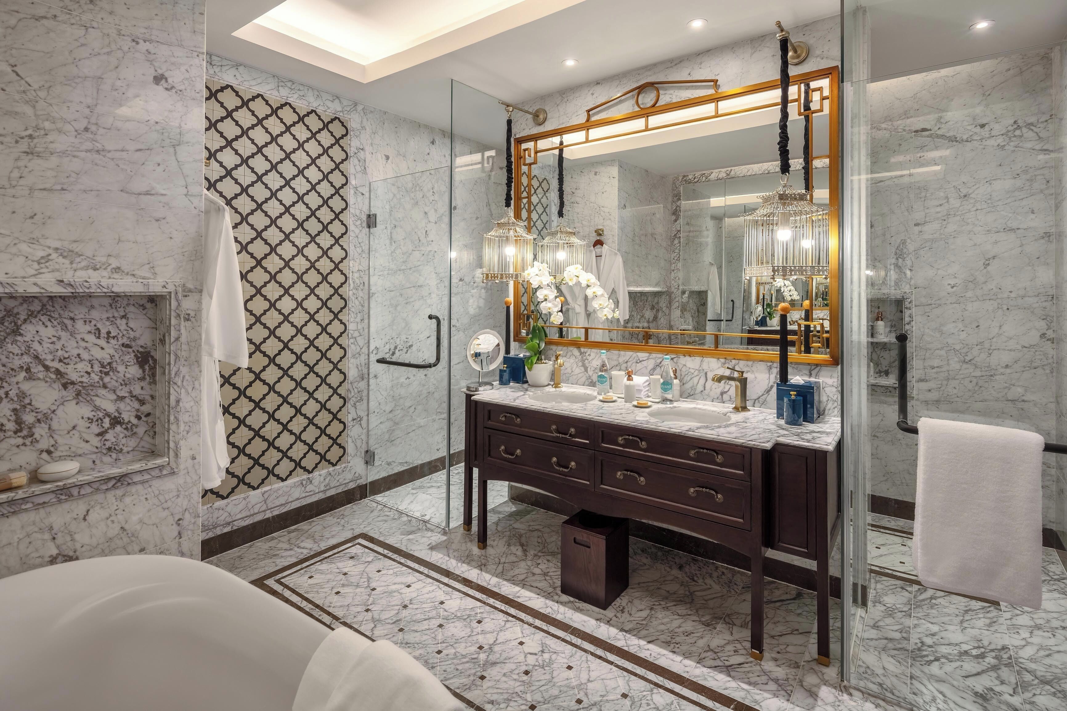 presidential suite | bathroom | separate bathtub and shower, rainfall showerhead, free toiletries