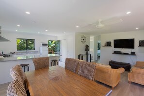 Superior House, 3 Bedrooms, Kitchen | Living area - Inn Land Inn (Rarotonga)