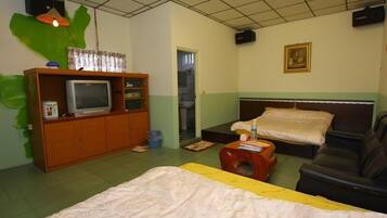 Shower, free toiletries, hair dryer, slippers