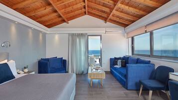 Suite Prestigio, vista al mar | Ropa de cama de alta calidad y camas con pillow-top