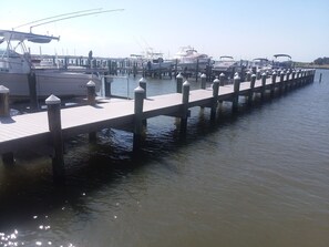 Guests can enjoy boating and fishing from the marina's docks.