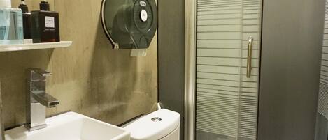 Shower, slippers, towels