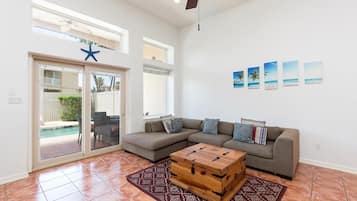 Luxury House, 3 Bedrooms | Living area | 55-inch flat-screen TV with digital channels, TV, Netflix