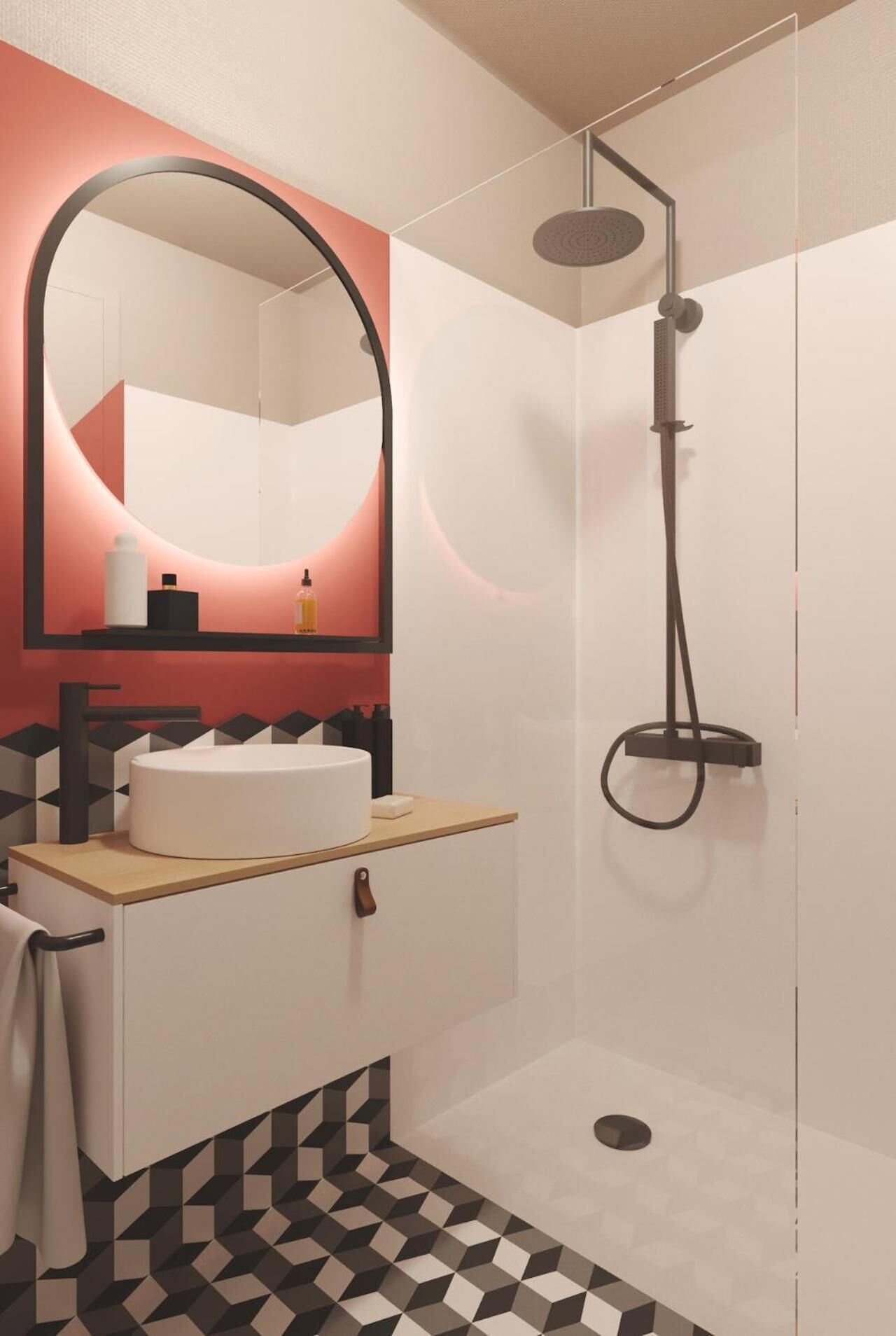 shower, rainfall showerhead, free toiletries, hair dryer