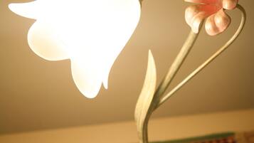 A table lamp with a floral design.