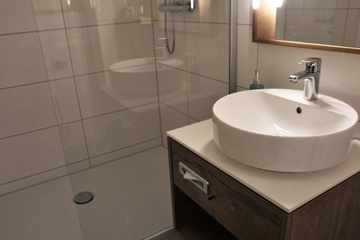 shower, slippers, towels