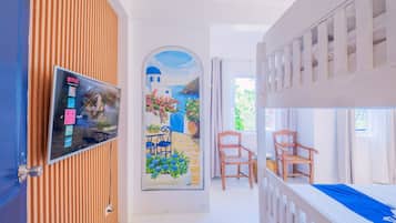 1 bedroom, blackout curtains, bed sheets