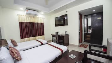 Desk, free WiFi, bed sheets