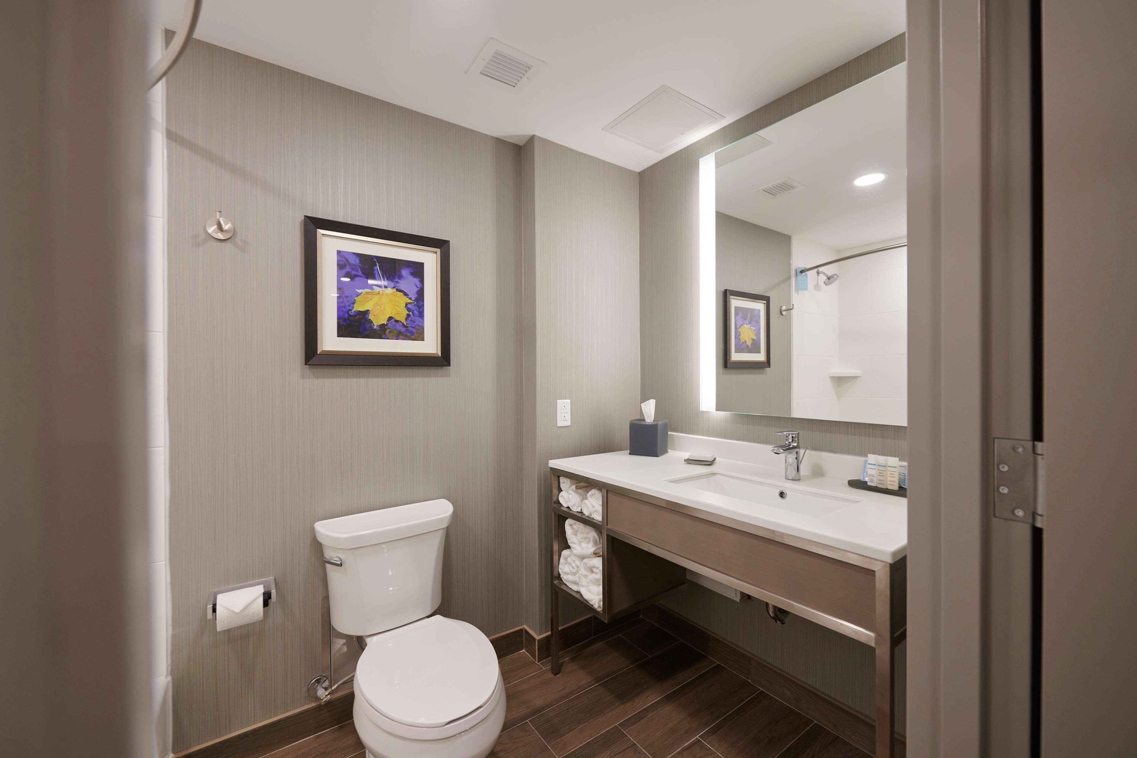 free toiletries, hair dryer, towels