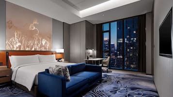 In-room safe, desk, laptop workspace, blackout curtains