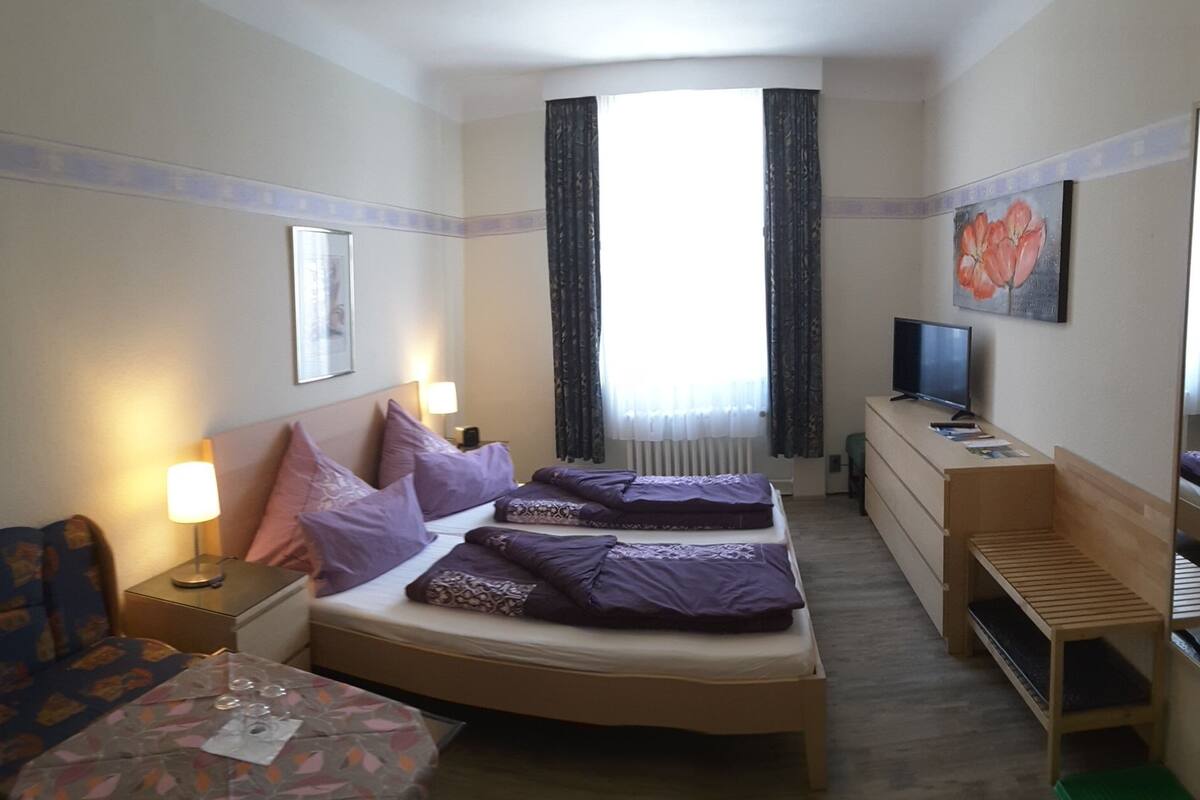 Desk, blackout curtains, free WiFi, bed sheets