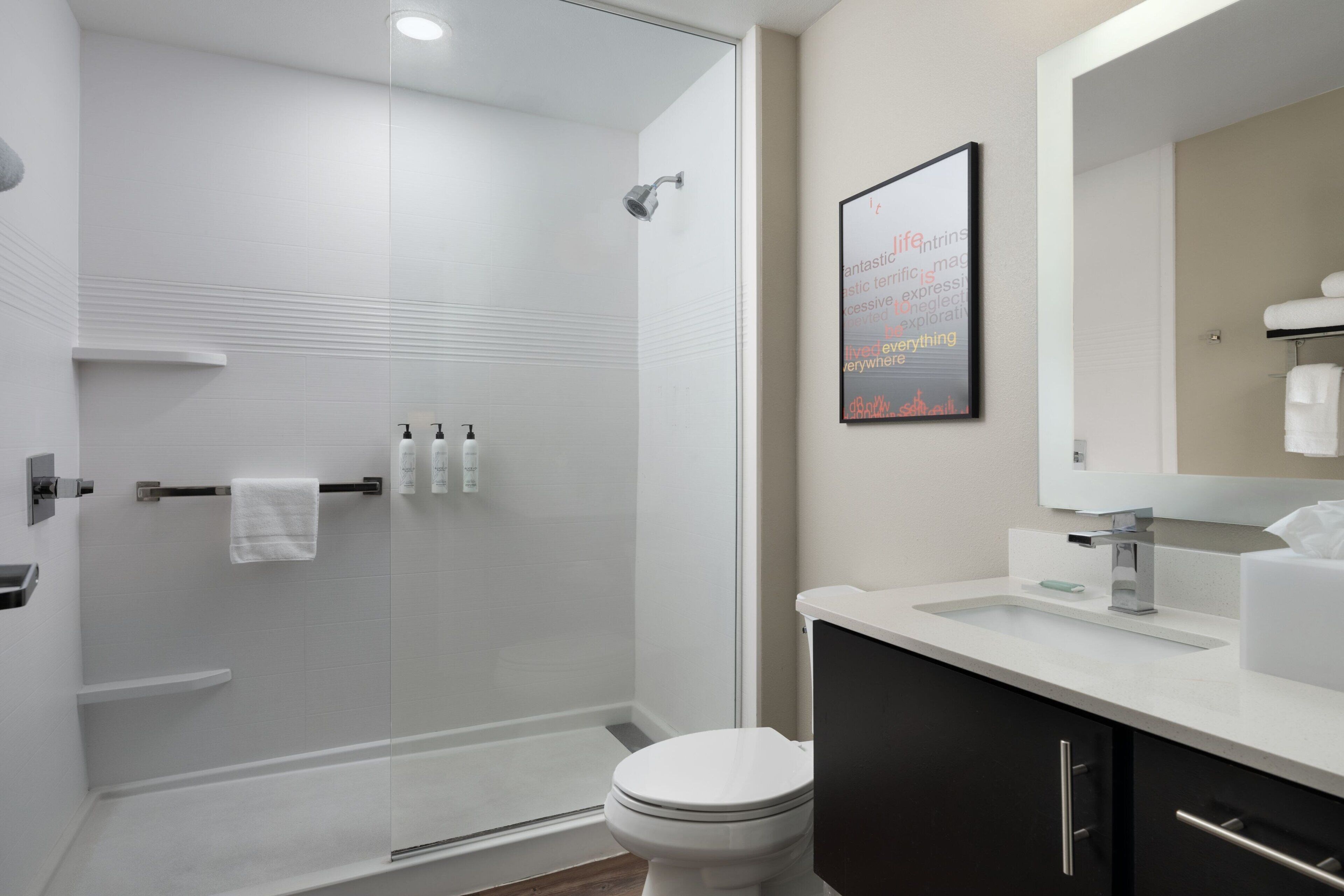 free toiletries, hair dryer, towels, soap