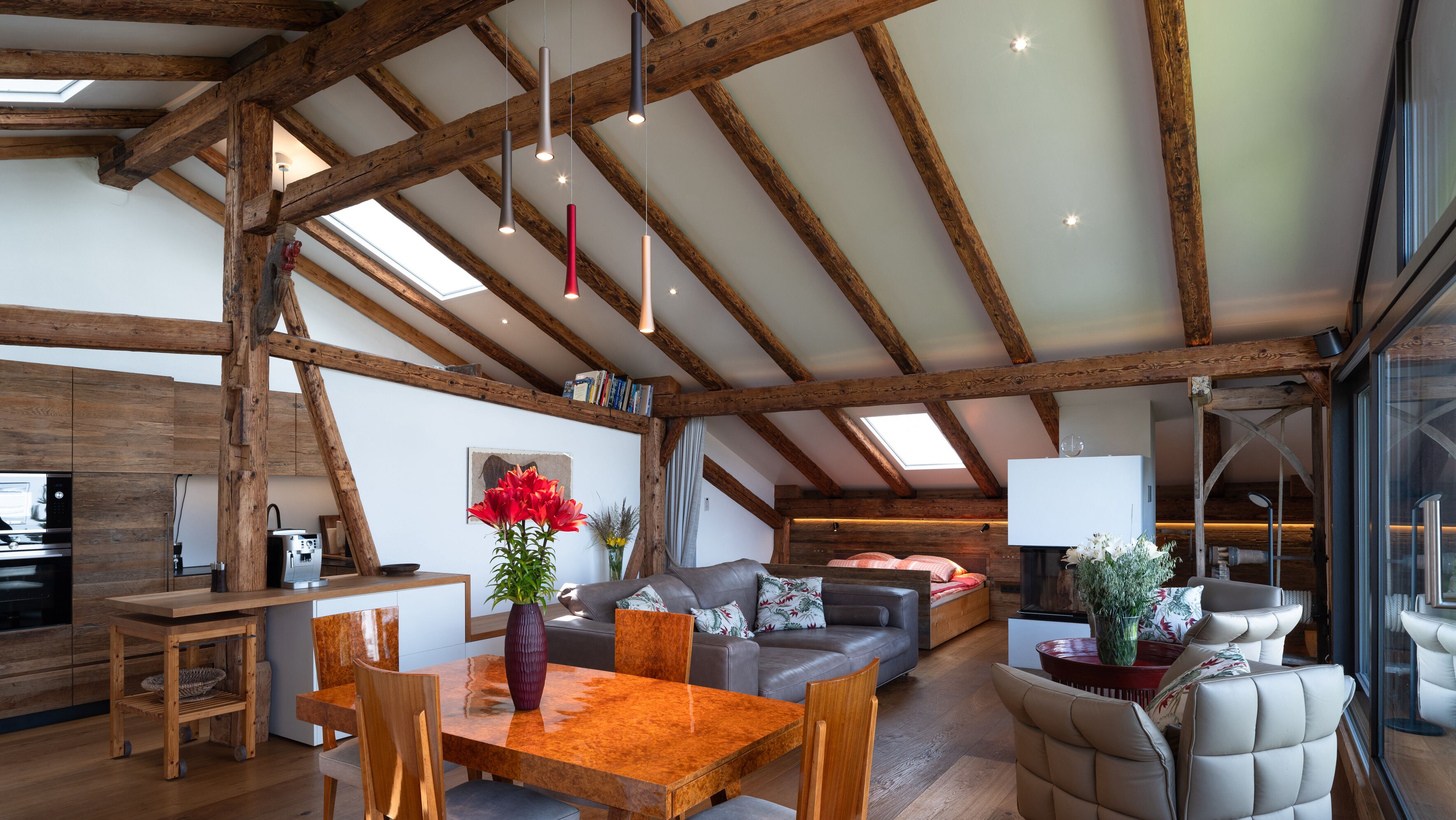 Luxury Penthouse, 2 Bedrooms, Allergy Friendly, Executive Level | Living area | 55-inch Smart TV with satellite channels, TV, fireplace