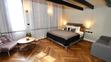 Familien-Studiosuite, eigenes Bad | Bettwäsche aus ägyptischer Baumwolle, hochwertige Bettwaren