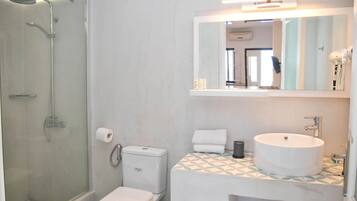 Shower, hair dryer, bidet, soap