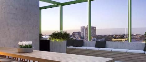 Deluxe Apartment, City View | Terrace/patio