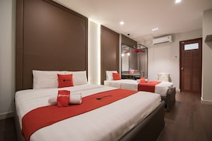 Desk, free WiFi, bed sheets