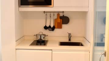 Fridge, microwave, oven, electric kettle